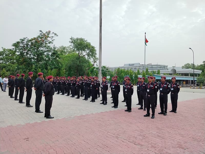 Recruits standing in ranks during drill